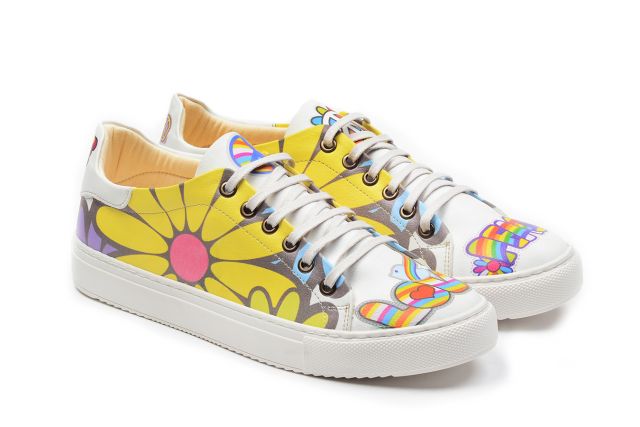 Women's shoes Goby lace up sneakers with flowers NSP101