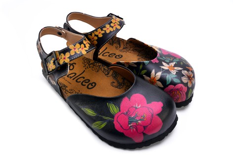 Dámské sandály s plnou špičkou Calceo s květinami CAL1609